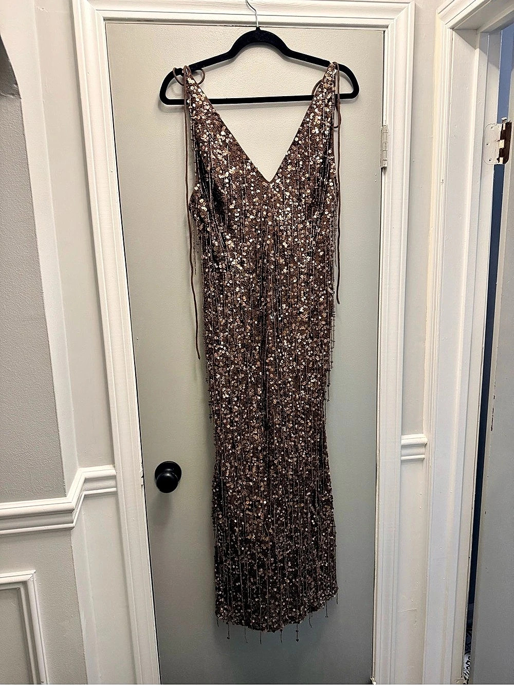 ASOS Design Brown Sequin Maxi Dress Like New